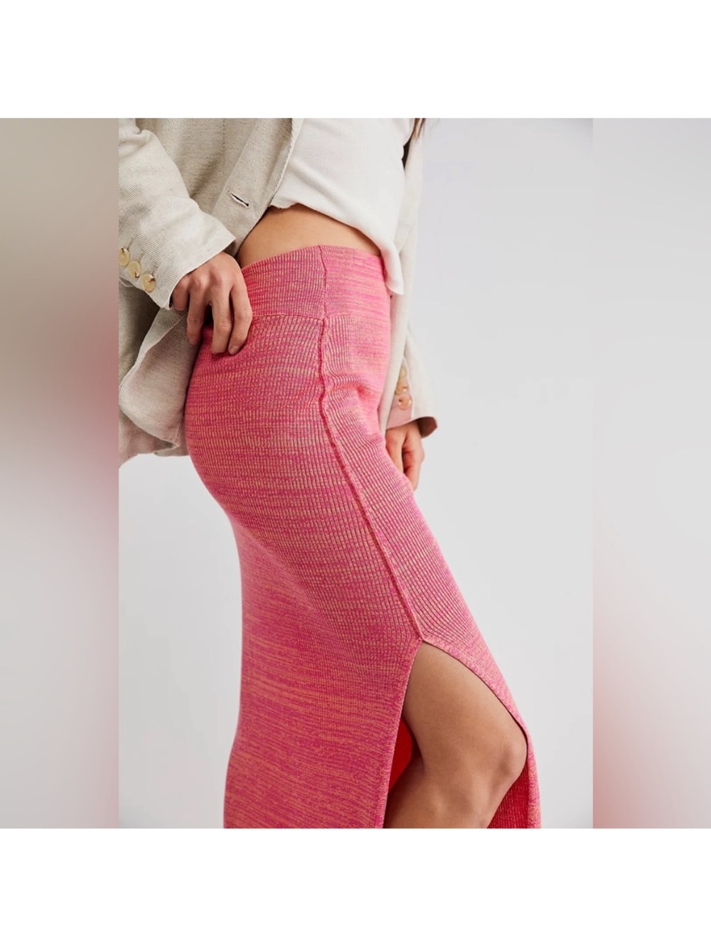 Free People Golden Hour Midi Skirt in Camelia Combo
